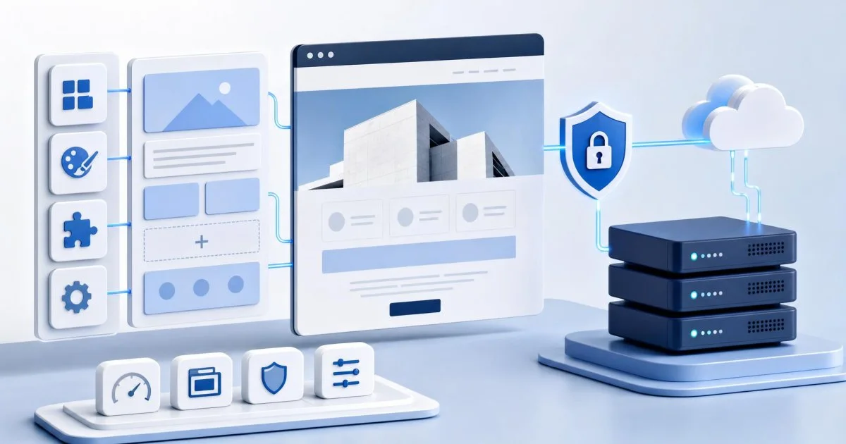 Logosuz hosting altyapısında çalışan WordPress sitesini anlatan sade ve kurumsal görsel